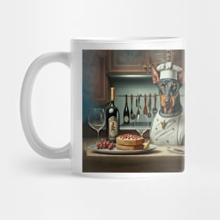 Doberman Pinscher Dog Chef in the Kitchen Mug